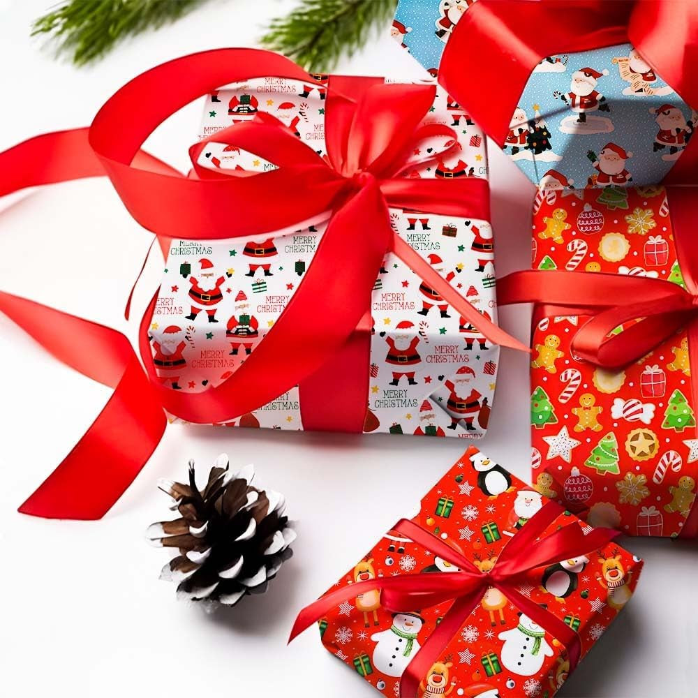 4 X 7M Cute Christmas Wrapping Paper Roll Perfect for Xmas Festive Decoration