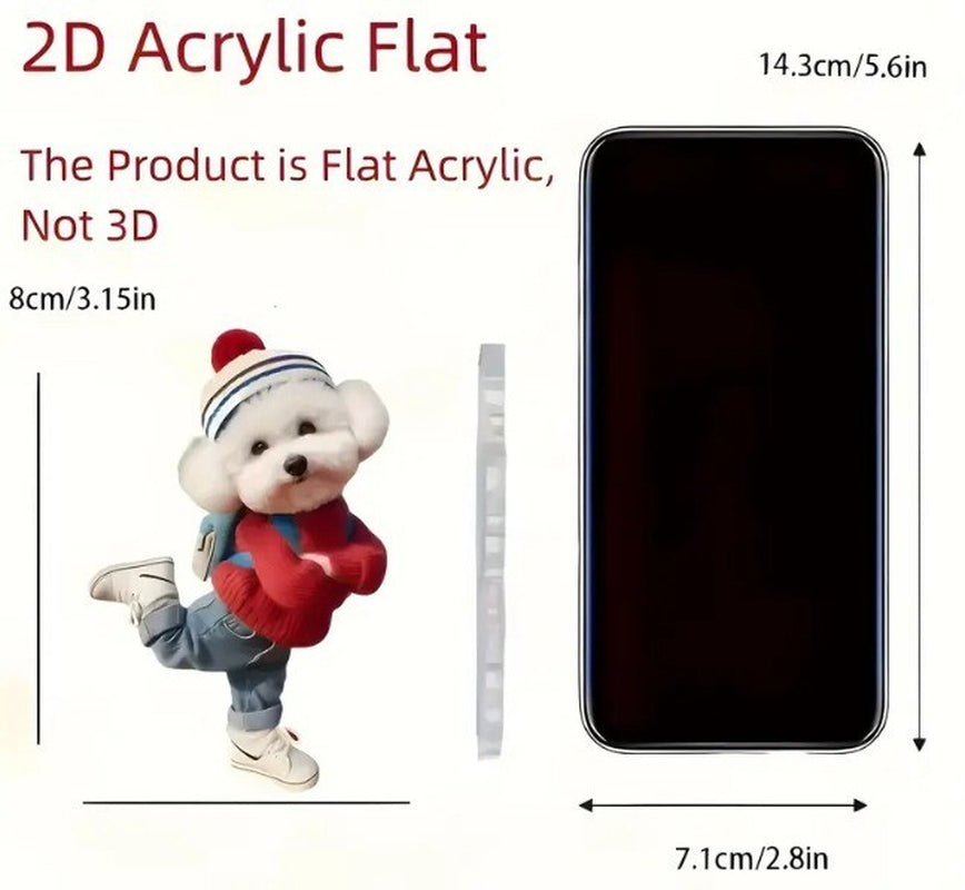 2D Acrylic Christmas Hanging Decoration - Cute White Puppy - New