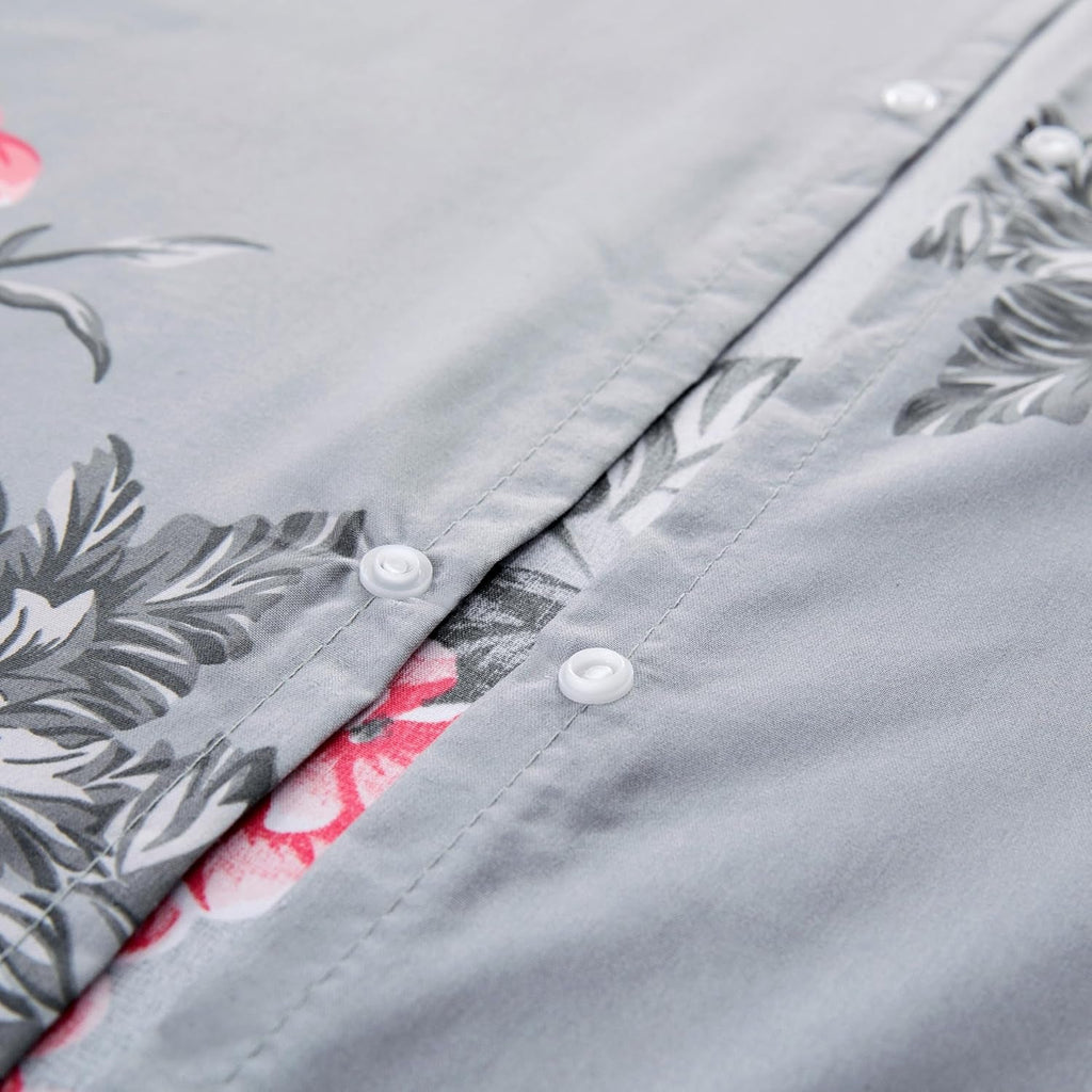 King Size Duvet Cover Sets Soft Printed Luxury Bedding Set Brushed Microfiber Duvet Covers with Pillowcases (Grey Bouquet 230X220 CM)