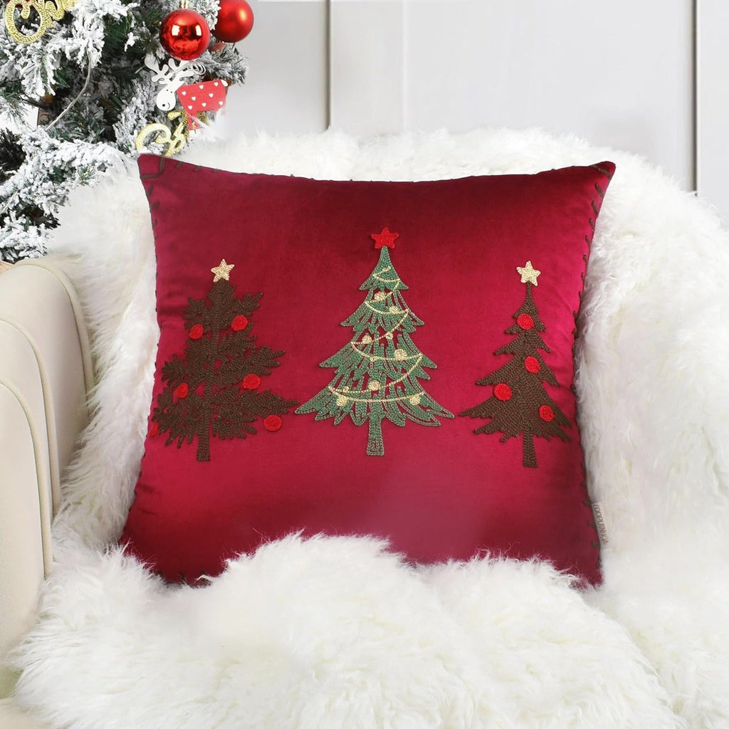 UK Velvet Christmas Cushion Cover Xmas Pillow Case Home Decor Christmas Tree 18"