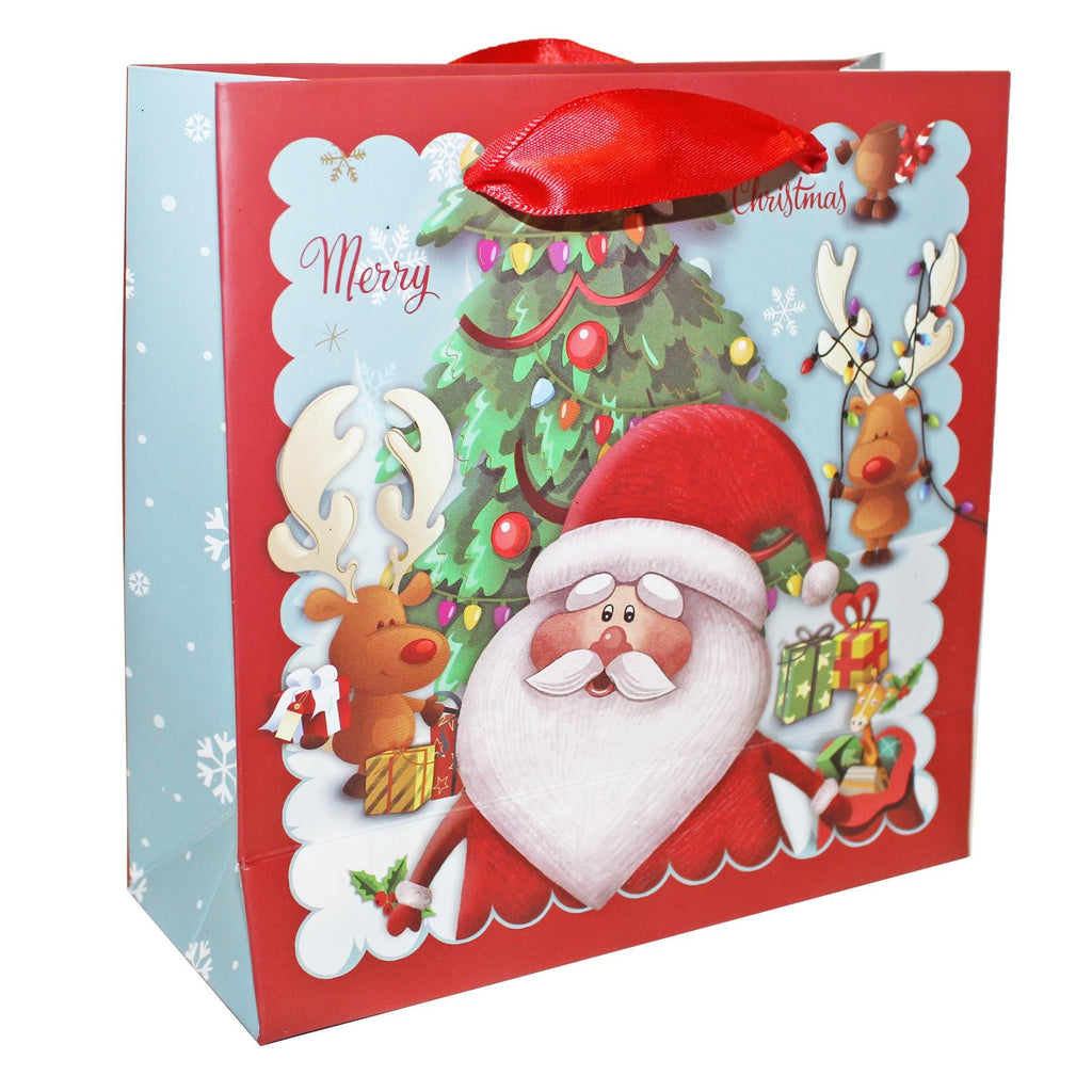 2 Pack 3D Christmas Gift Bags 16Cm X 16Cm Glittery - Choose Design