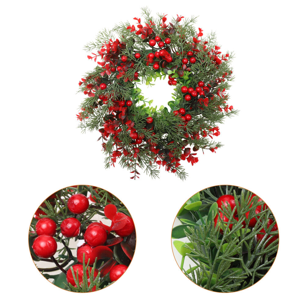 Artificial Xmas Wreath for Front Door Decoration with Red Berries