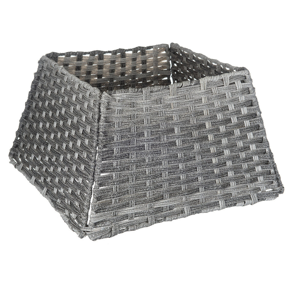 Xmas Christmas Tree Rattan Wicker Skirt Stand Base Basket Cover Tidy Decor Grey