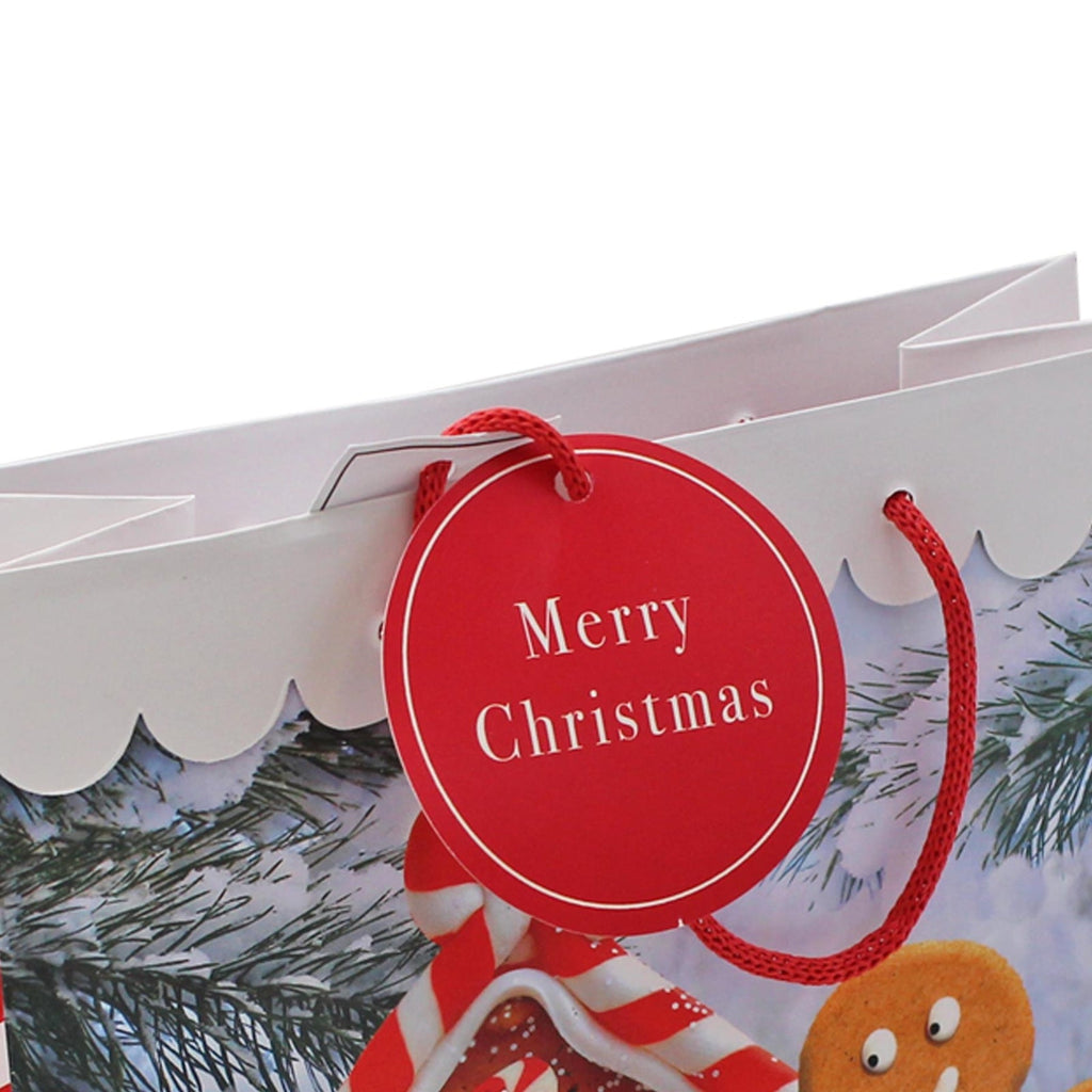 Christmas Gift Bag with Tag 26.5X21.5X10Cm Set of 2 Gingerbread Man