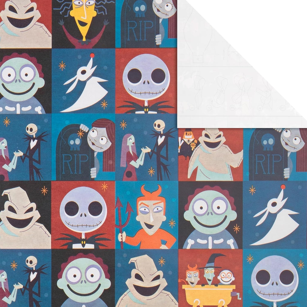 6M Wrapping Paper, Pack of 3, the Nightmare before Christmas, Jack Skellington, 2M Each, Birthday, Christmas, Halloween