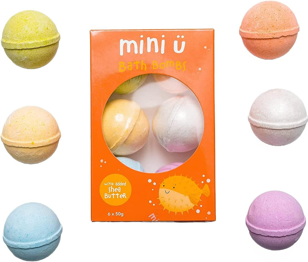 Kids Bath Bombs with Toys inside - Shea Butter Infused Bath Bombs for Kids with Kiwi, Blueberry, Melon, Vanilla, Mango, & Banana Scents - Set of 6