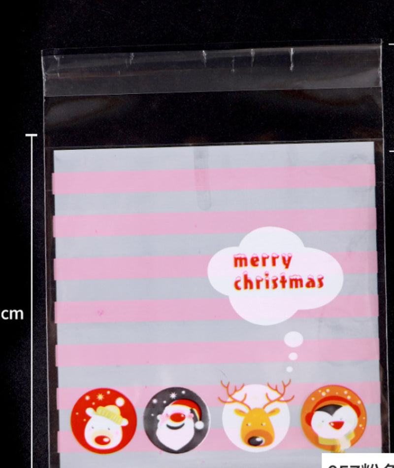 New Christmas 100Pcs Self Adhesive Bag Cookie Candy Gift Packaging Bags 10X10Cm