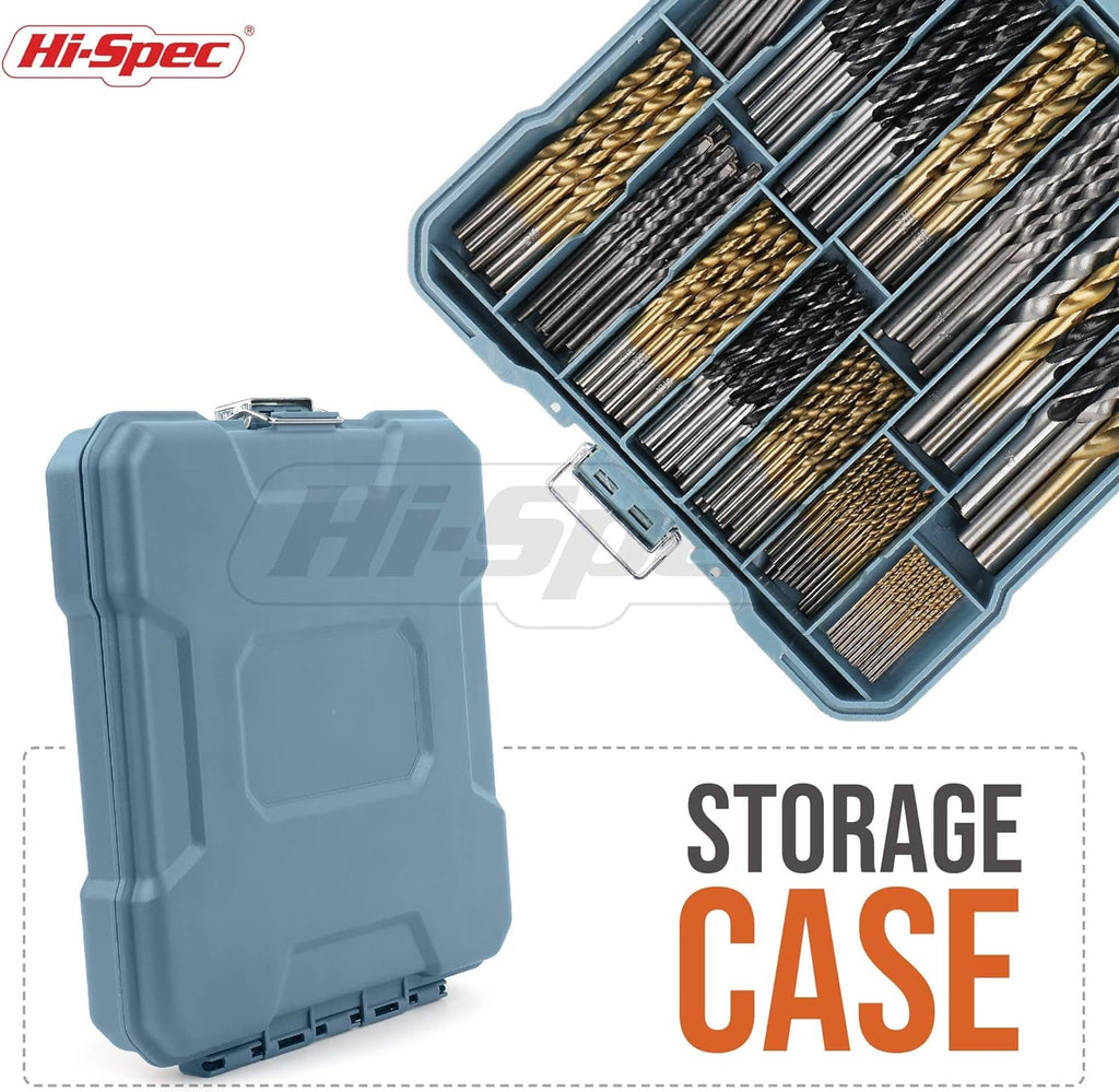 130Pc Mixed Multi Drill Bit Set. 1 to 10Mm HSS Titanium Coated, Masonry & Brad Point Steel Bits for Metal, Woods, Plastics, Brick and Concrete. Complete in a Box Case