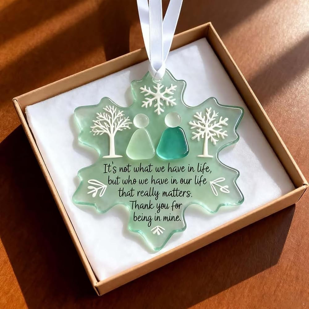 Snowflake Shaped Sea Glass Friendship Decor Christmas Tree Hanging Ornament