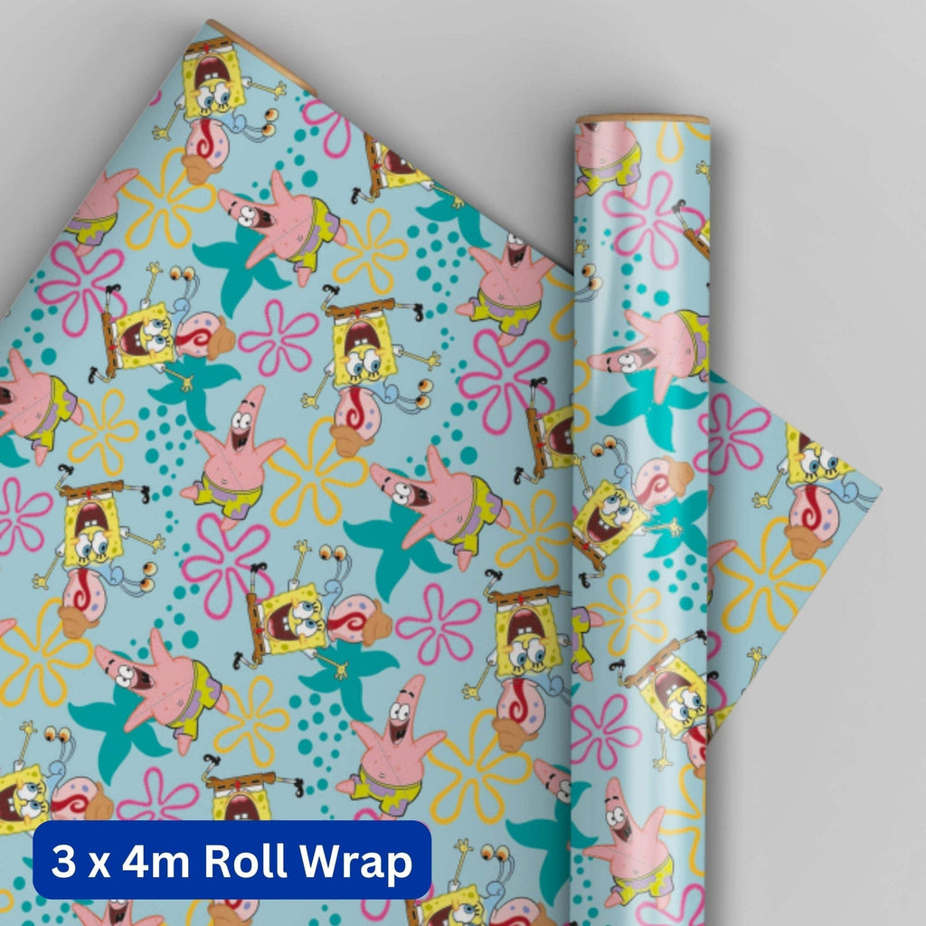 Wrapping Paper Spongebob Square Pants Kids Birthday Gift Wrap 3 X 4M Roll