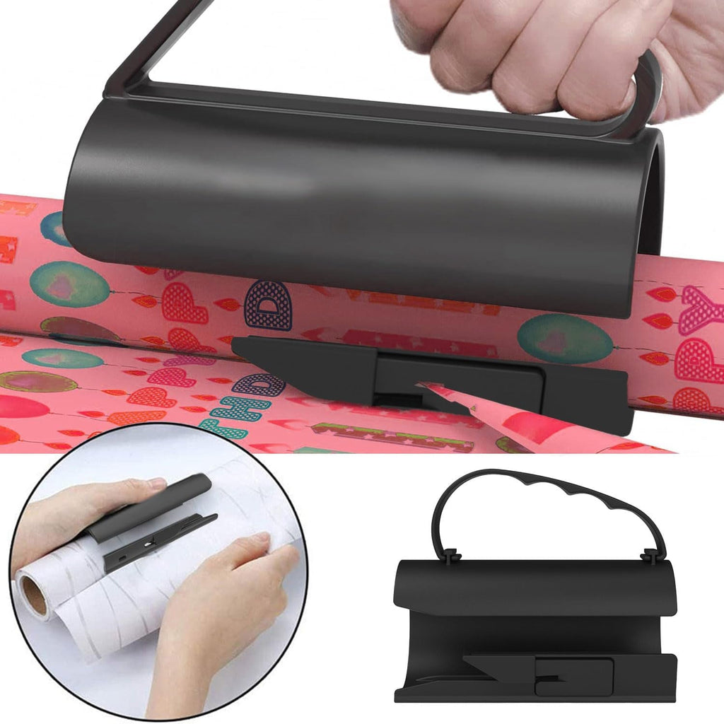 1 Pack Wrapping Paper Cutter - Wrapping Paper Roll Cutter Sliding Cutter with Handle Push - Wrapping Paper Roll Cutting Tools - Easy Slide Wrapping Paper Cutter Trimmer - Halloween Christmas Gifts