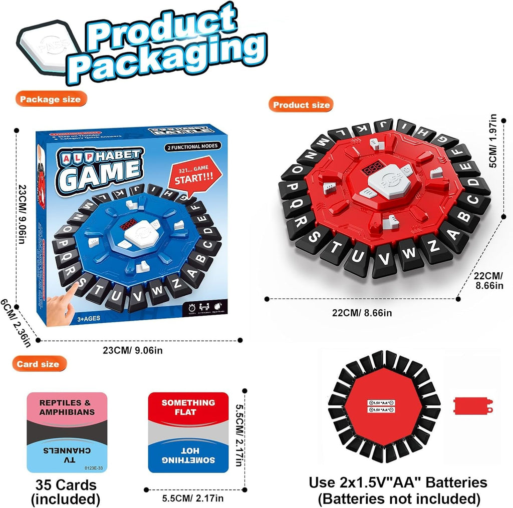 Word Game Family Board Games for Kids & Adults with 2 Modes,220 Topic Categories 24 Letters Pressing Game,Fun Fast-Paced Puzzle Games for Boys Girls Age 3+, 2-8 Players,Christmas & Birthday Gifts,Red