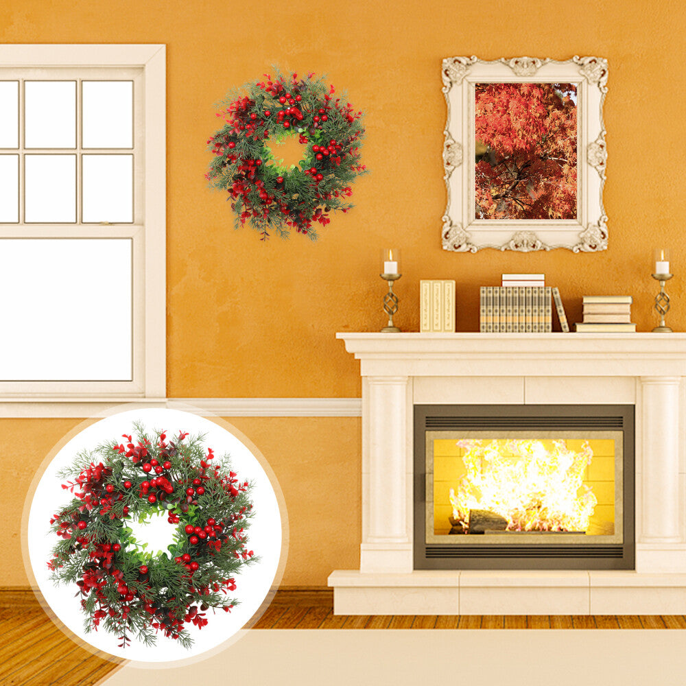 Faux Red Berry Wreath Winter Berry Wreath Christmas Artificial Wreath