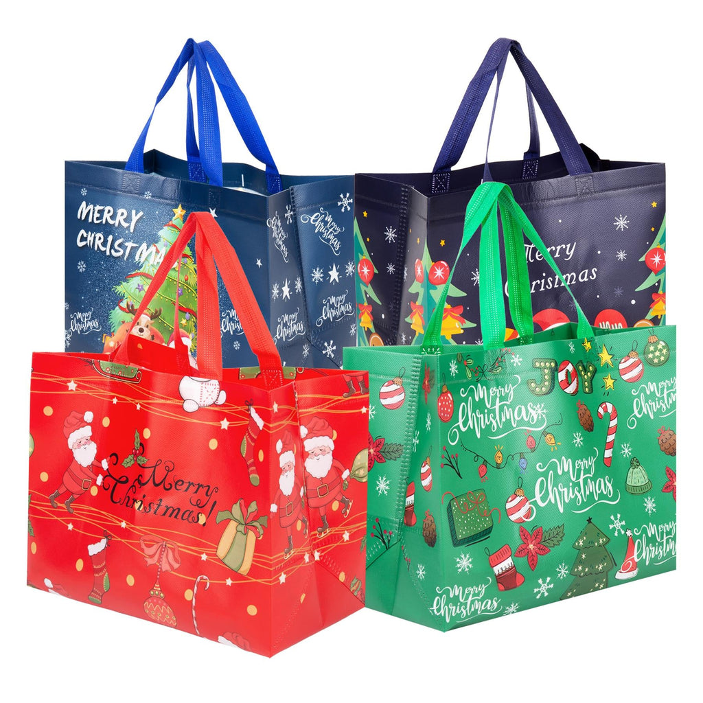 Christmas Gift Bags 12 Pack Tote Bag Non Woven Fabric Gift Party Present Bags