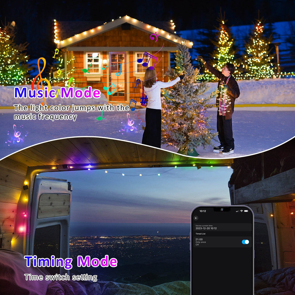 10M 15M SMART RGBIC LED FAIRY STRING LIGHT REMOTE BLUETOOTH APP USB WATERPROOF