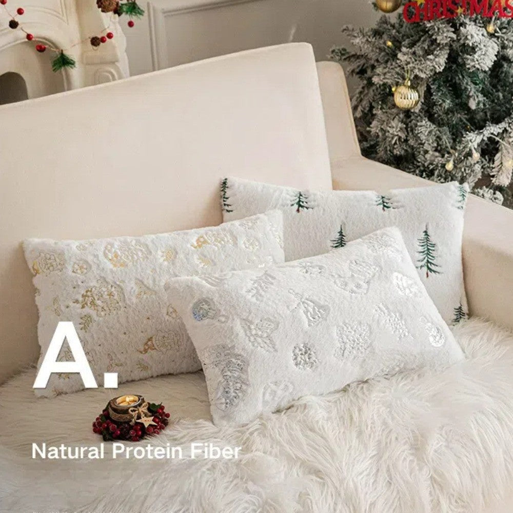 Christmas Tree Pattern Throw Pillow Cover Cozy Pillow Case Soft Cushion Cover