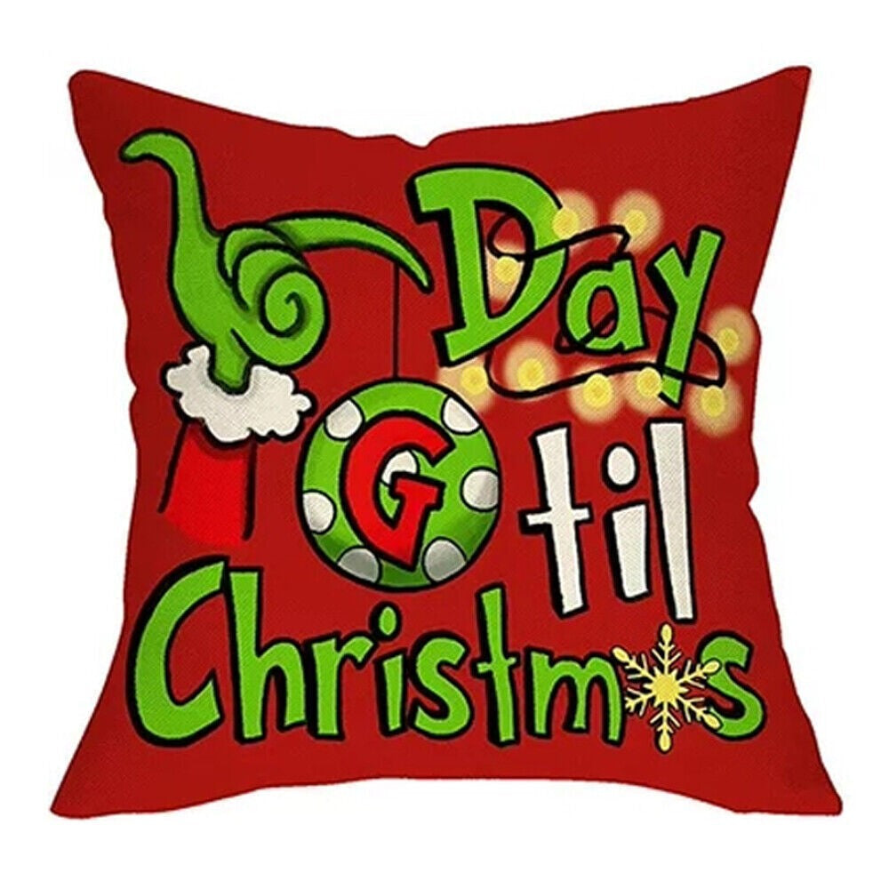 4Pcs Christmas Grinch Cushion Cover Pillow Case Xmas Sofa Pillowcase Decor~