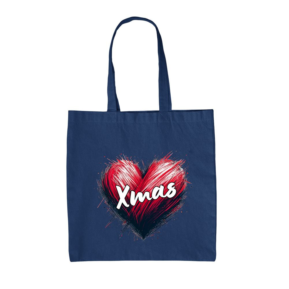 Love Heart Xmas - Canvas Tote Bag - Christmas Santa Father Presents Jesus Family