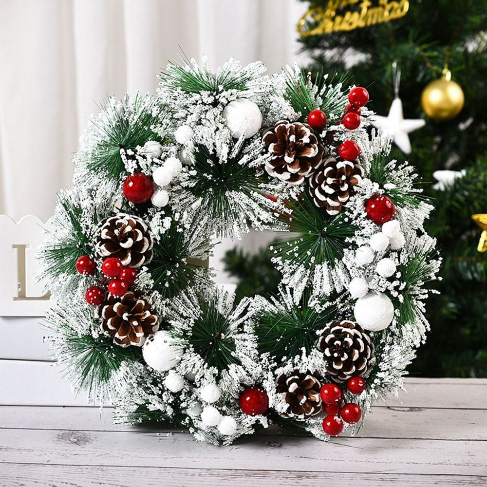 Large Snowy Christmas Wreath for Front Door Garland Christmas Decoration Outdoor