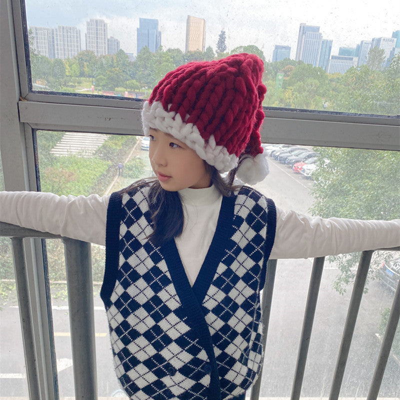 Christmas Wool Hat Warm Winter Loose Creative Hand-Knitted Santa Parent-Child Hat Happy New Year