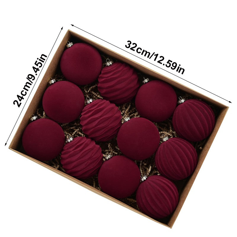 12X Velvet Christmas Balls Xmas Tree Hanging Bauble Ornament Party Decorations