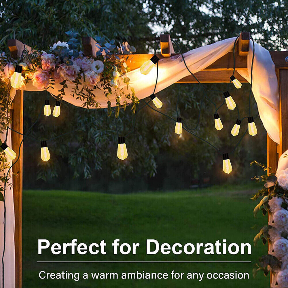 20LED Solar Powered Retro Bulb String Lights Garden Outdoor Fairy Christmas Lamp