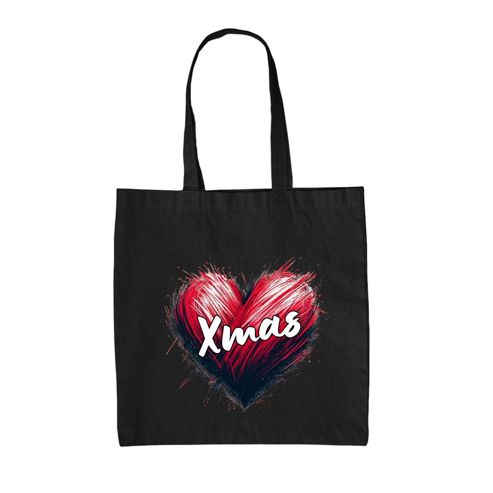Love Heart Xmas - Canvas Tote Bag - Christmas Santa Father Presents Jesus Family
