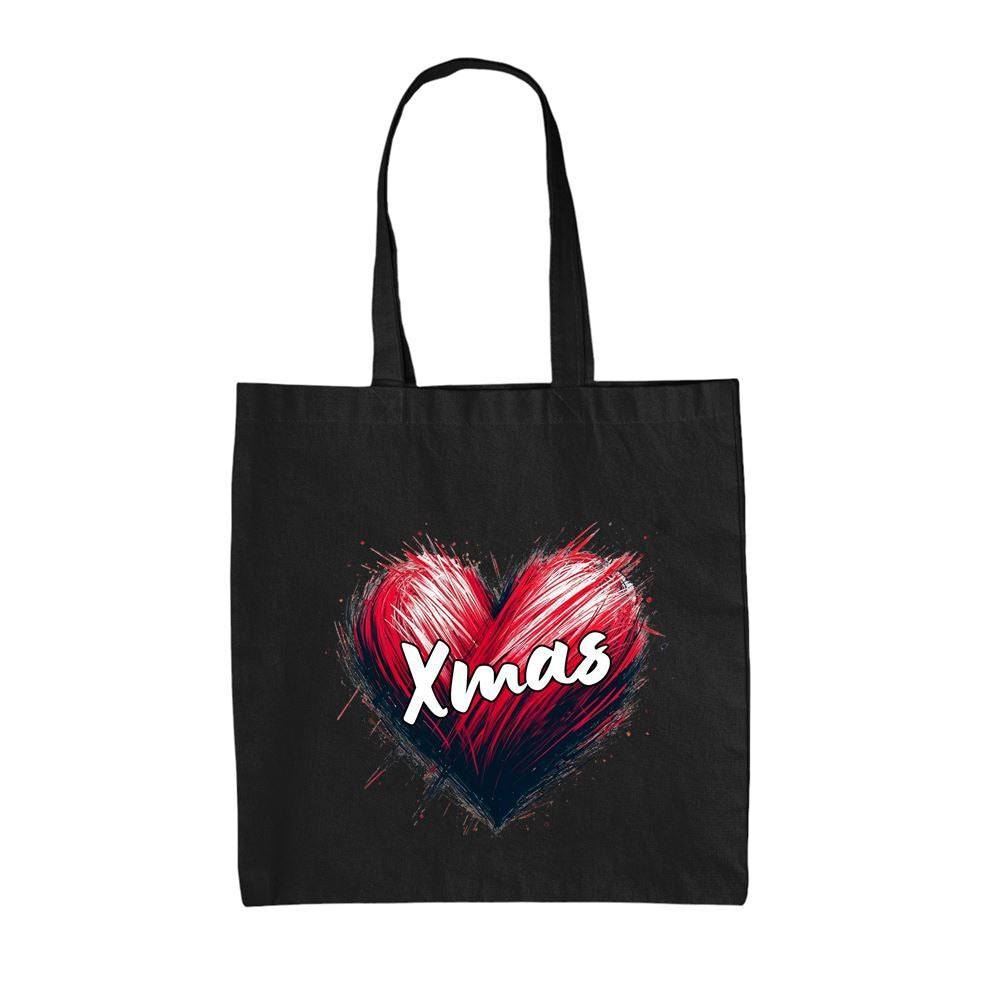 Love Heart Xmas - Canvas Tote Bag - Christmas Santa Father Presents Jesus Family