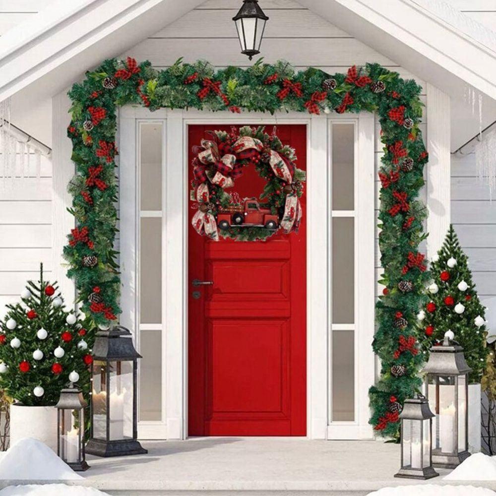 Christmas Wreath Artificial Pinecone Red Truck Car Bowknot Berry Garland