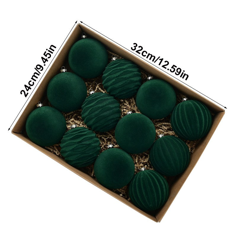 12X Velvet Christmas Balls Xmas Tree Hanging Bauble Ornament Party Decorations