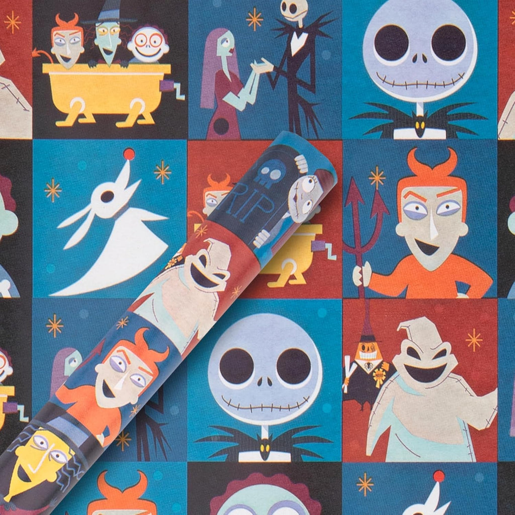 6M Wrapping Paper, Pack of 3, the Nightmare before Christmas, Jack Skellington, 2M Each, Birthday, Christmas, Halloween