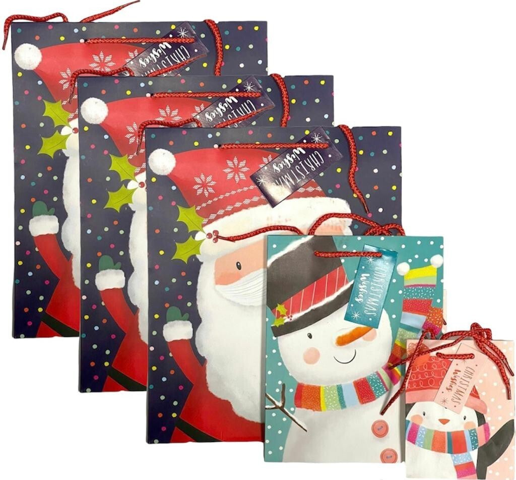 9 X Santa Christmas Gift Bags Wrapping Present Party Paper Carrier Bag Xmas Bags