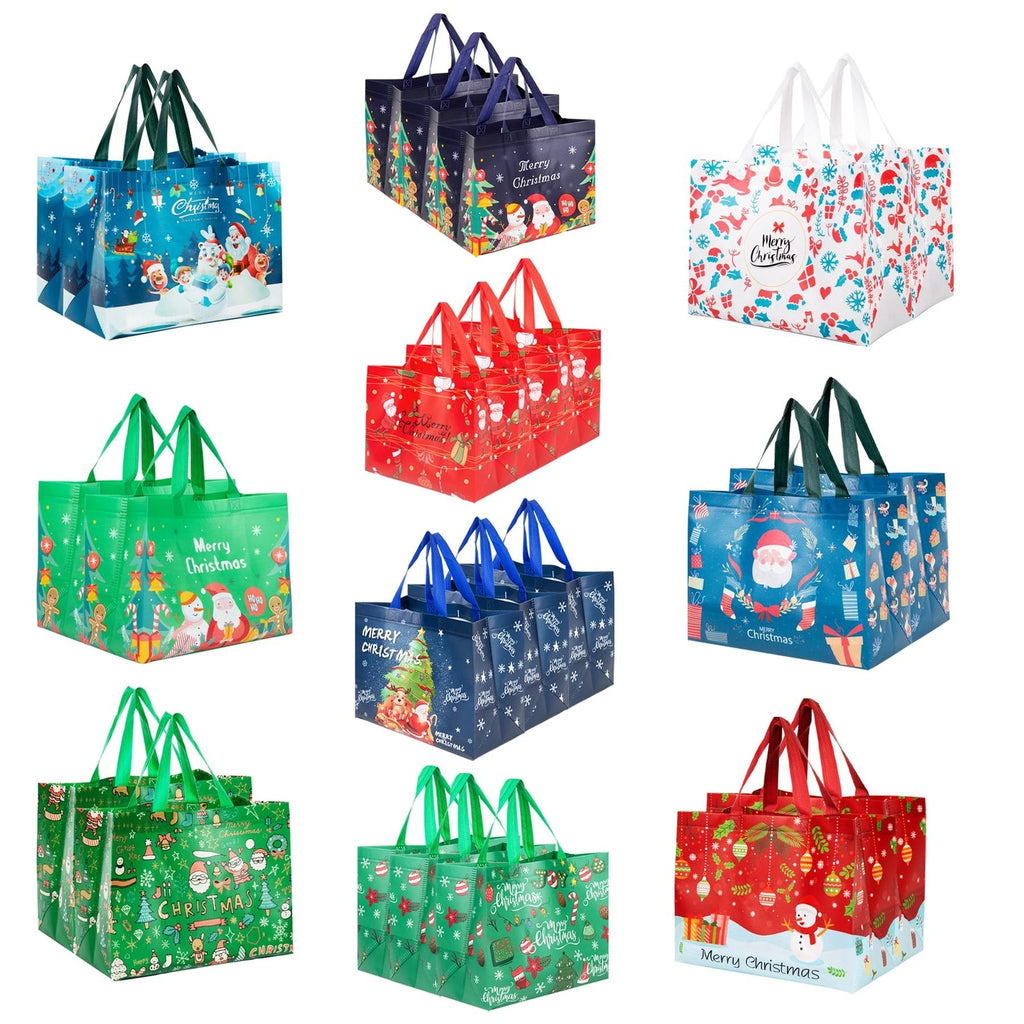 Christmas Gift Bags 12 Pack Tote Bag Non Woven Fabric Gift Party Present Bags