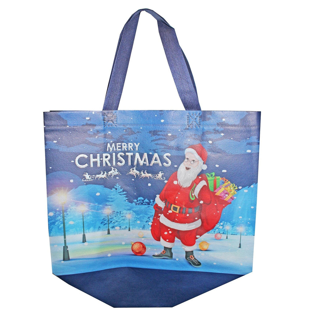 Christmas Gift Bags Set of 2 Large Shopper Xmas Presents 32Cmx26Cm- Festive Blue