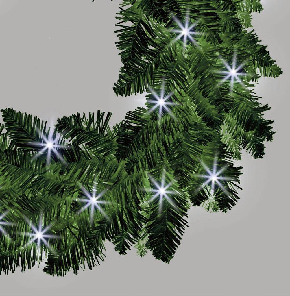 Christmas Wreath Green Pre Lit Artificial Bushy Wall Door XMAS Home Decor 55CM