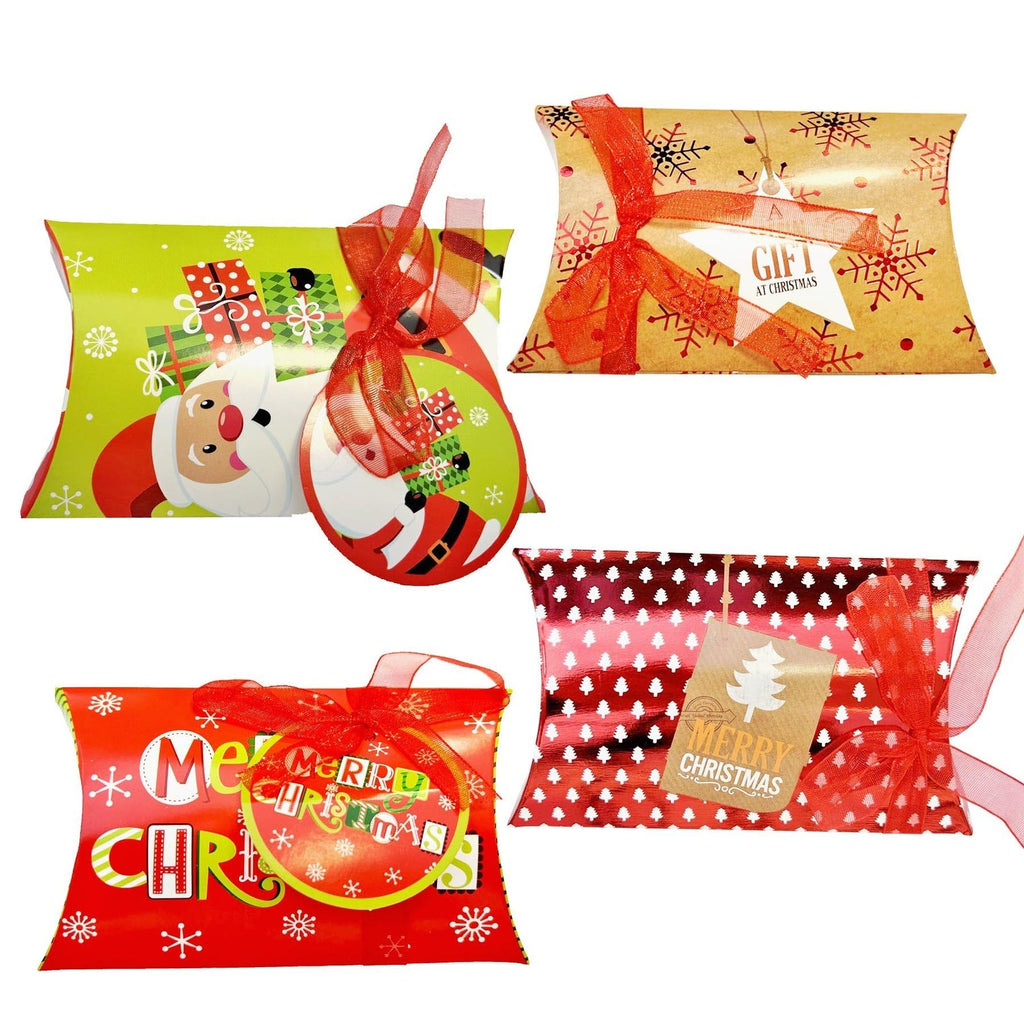 Christmas Pillow Gift Box 18Cm Pack of 4 - Traditional / Cute Design