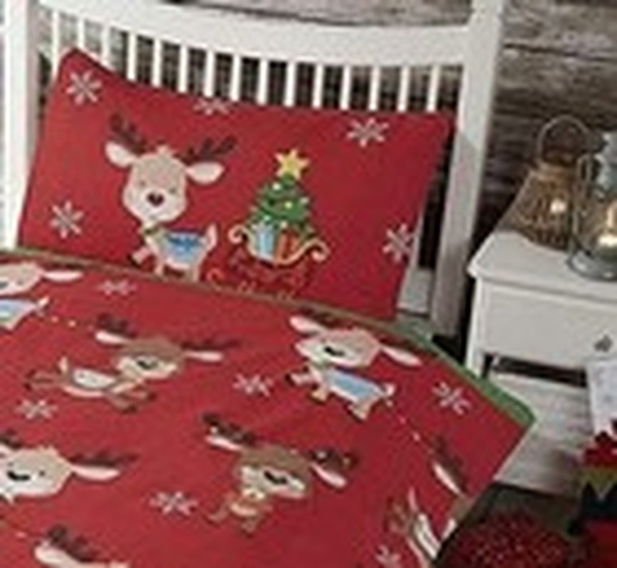Rudolph & Friend'S Xmas Childrens Single Duvet Quilt Cover Bedding Set