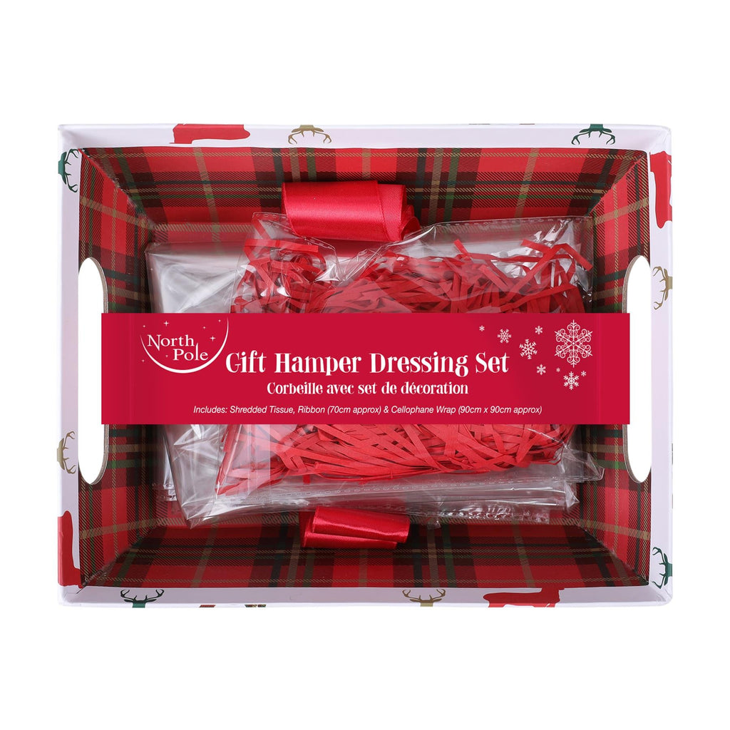 Christmas Hamper Basket Kit Gift Box Filling Cellophane Wrap and Ribbon - Choose