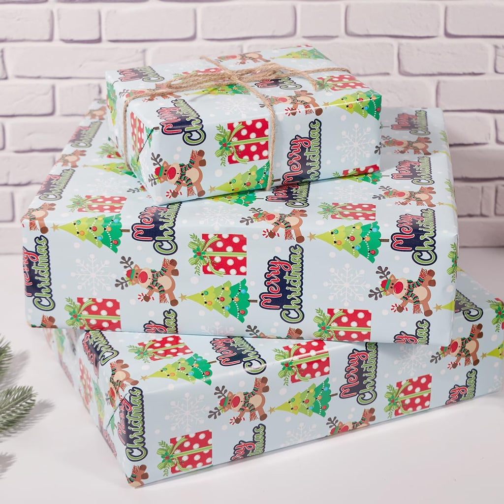 Christmas Wrapping Paper Roll,43Cm*12M Christmas Elements Collection Paper for Xmas Present (Green)