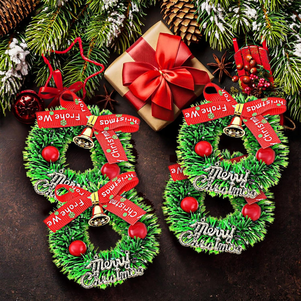 4 Pack Mini Dollhouse Christmas Wreath 1:12 6Cm X 6Cm Decoration - New