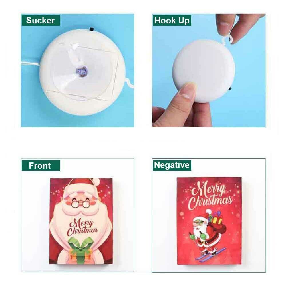 Christmas Window Hanging LED Lights Xmas Ornament Suction Cup Battery Home Party