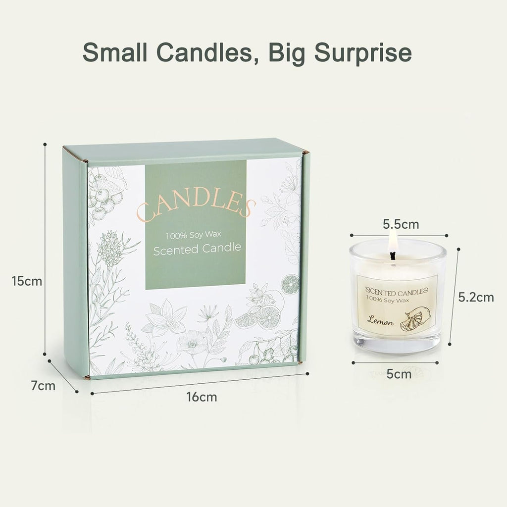 Scented Candles Gifts for Women, Votive Candles Set of Fresh Linen, Vanilla, Jasmine, and Lemon, Soy Wax Candle Gift Set for Birthdays, Weddings, Christmas