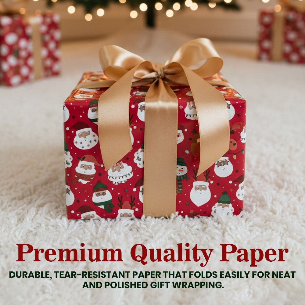 4 X 4M Christmas Cute Wrapping Paper Rolls with 100 Matching Foil Gift Tags