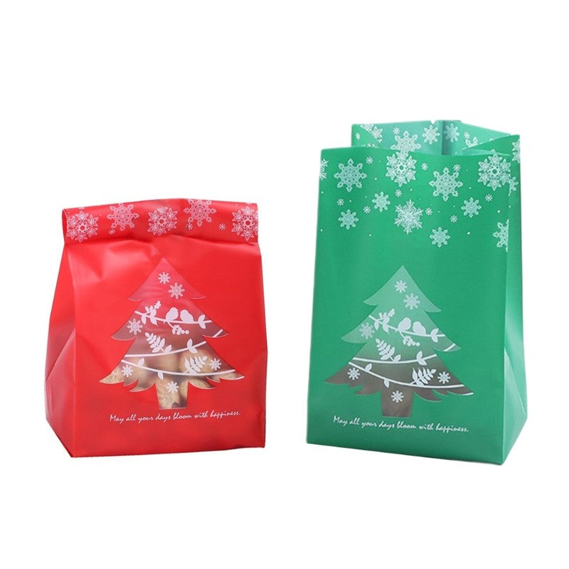 50Pcs Christmas Plastic Candy Bag Snowflake Tree Cookies Packaging Decor