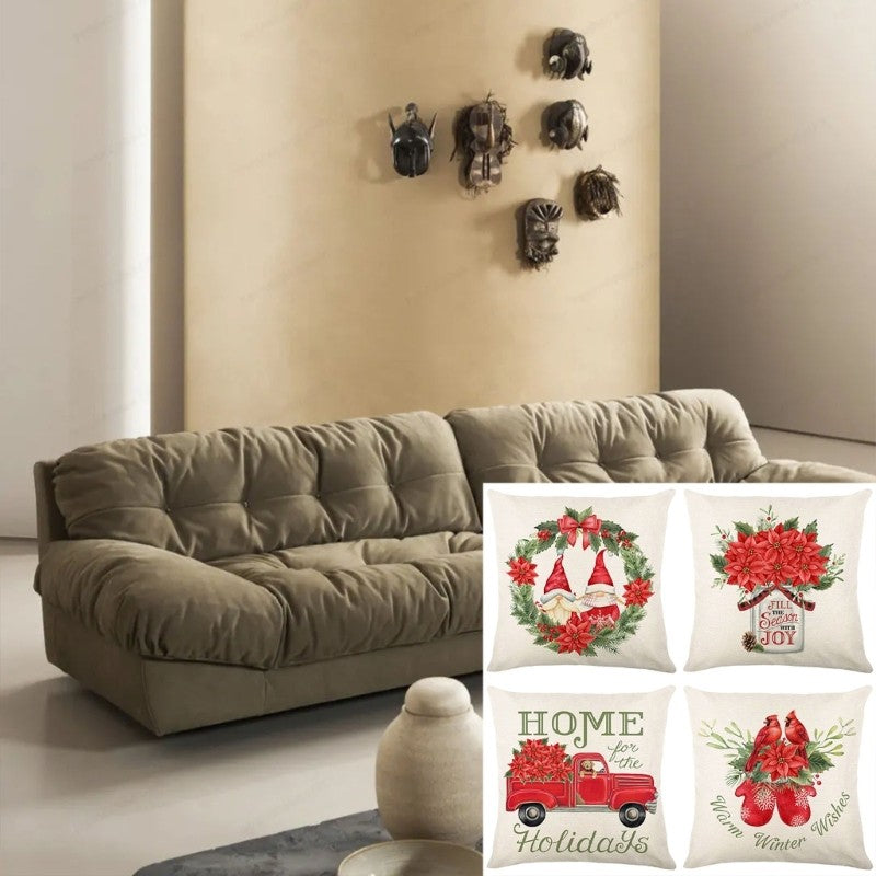 Christmas Pillow Covers 18" X 18" Christmas Decorations Truck Throw Pillowcase