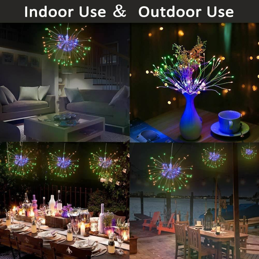 Multi Colour 240 LED Firework Star Xmas Copper Strip Light Wedding Party Hanging