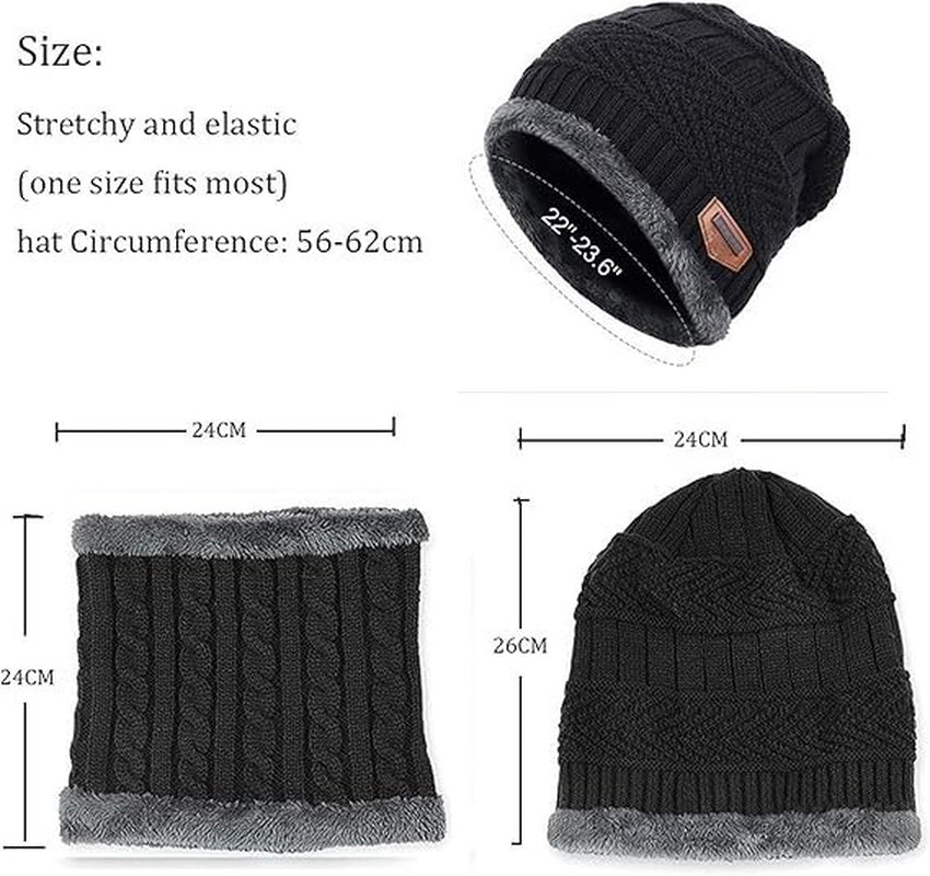 Aisprts Winter Hat Scarf Gloves Set Thermal Knitted Beanie Snood Touchscreen Glo