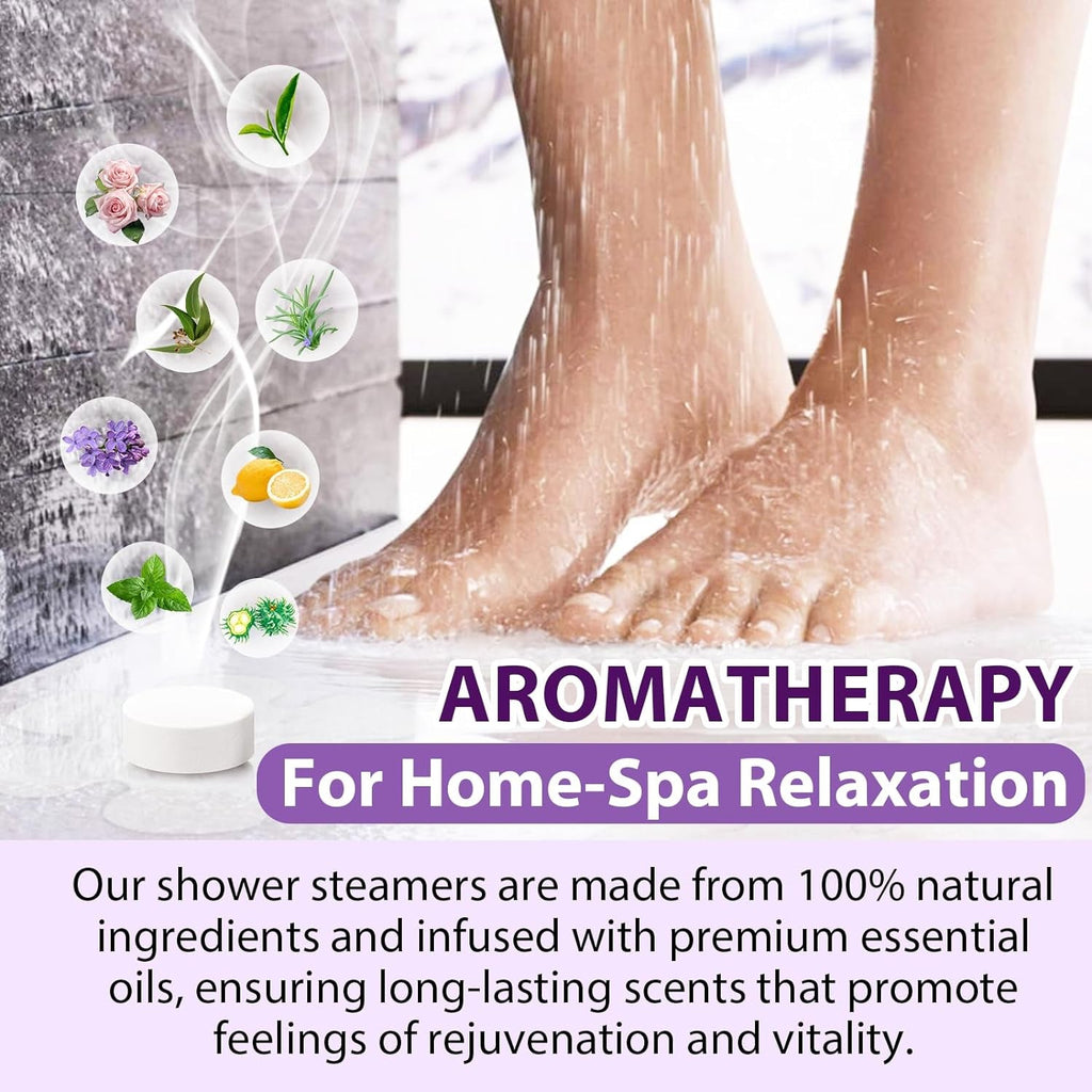 Shower Steamers Aromatherapy for Women and Men 8 Pack, 8 Scents Shower Bombs with Natural Essential Oils for Home Spa Self Care, Stress Relief and Relaxation, Nasal Relief, Birthday Gifts