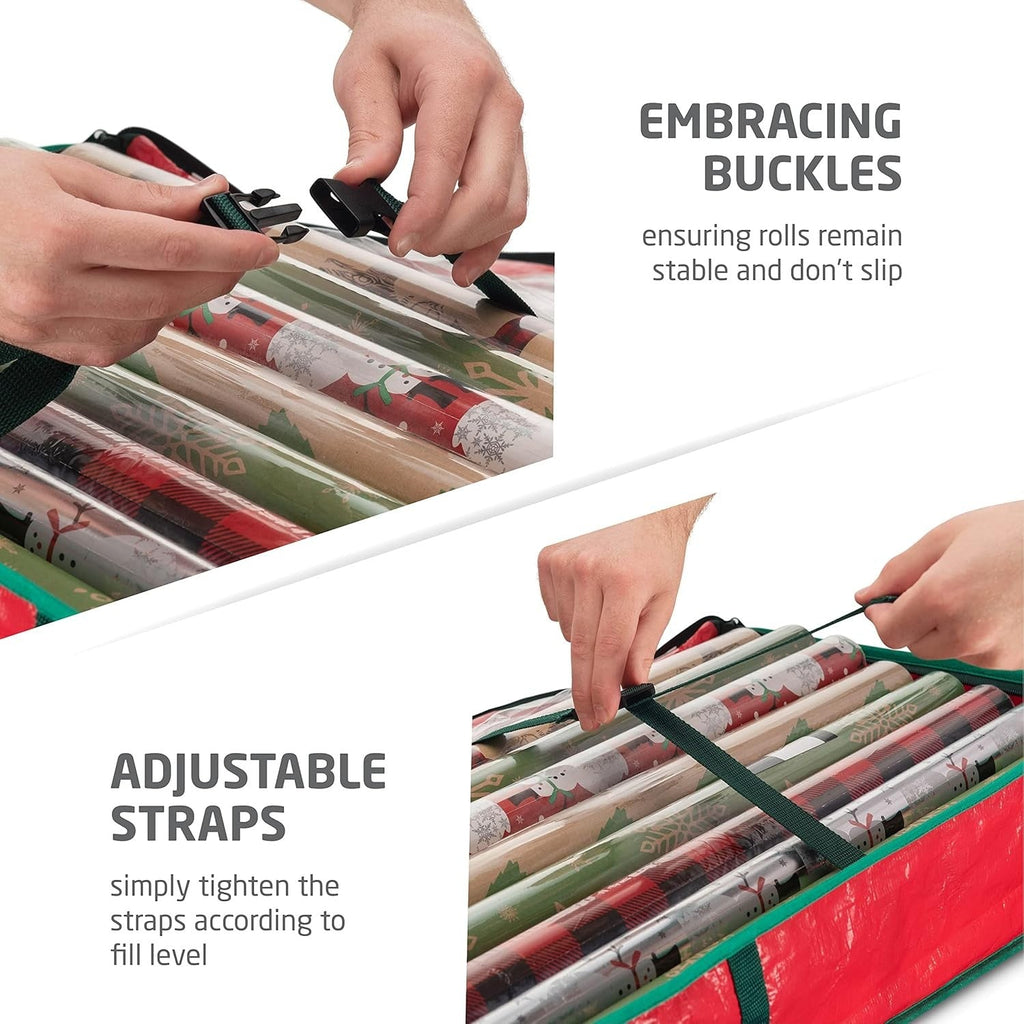 Christmas Wrapping Paper Storage Bag Interior Pockets Gift Wrap Organiser Box