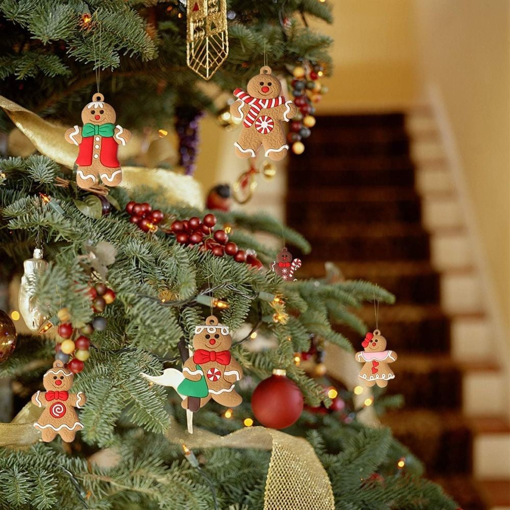 12Pcs Home Decoration Xmas Tree Ornament Gingerbread Man New Year Decor